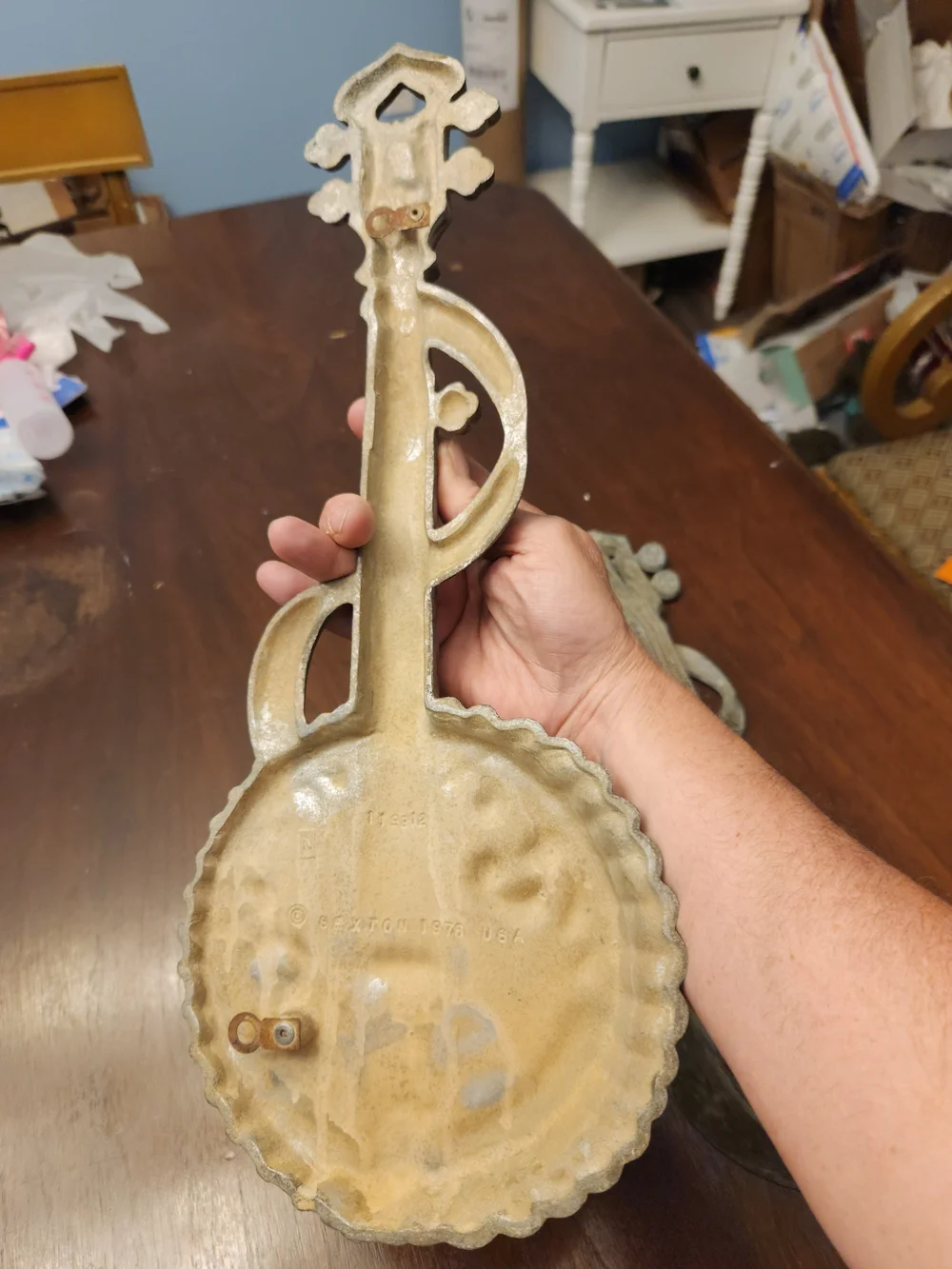 Decorative Gray Musical Mandolin Wall Plaques - Set of 2